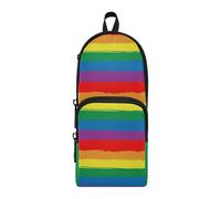 Amooorous Rainbow Pride Flag Lgbt Pride Day Month Parade Lgbtq Community Nylon 3 Scomparti Astuccio Scuola Grande Capacità Astuccio per scuola Astuccio per College Cancelleria per Ragazze Scuola Media