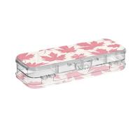 Amooorous Red Maple Leaf Designed Clear Pencil Box Double Layer Transparent Pen Case per la scuola con coperchio