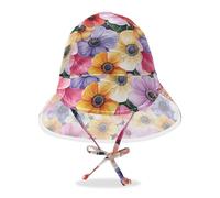 Amooorous Retro Fiori con Colore Pittura A Olio Feel Kid Beach Hat Bambino Ragazzo Spiaggia Unico Bambino Ragazza UPF 50+ Collo Flap Viaggio Campeggio Cappello