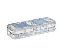 Amooorous Ritratto astratto in denim blu progettato scatola di matita di plastica trasparente doppio ponte Penscase per forniture di cancelleria con coperchio a scatto