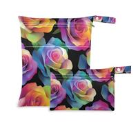 Amooorous Romantiche rose colorate per San Valentino borse impermeabili per stoffa Confezione da 2 elementi essenziali da viaggio per bambini con maniglie per pannolini per bambini, viaggio