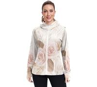 Amooorous Romantiche rose rosa per San Valentino Felpa con cappuccio con tasche Camicie da corsa UPF 50+ Protezione Felpa da donna Giacca con cappuccio Giacca da trekking Outdoor Deportiva para Mujer