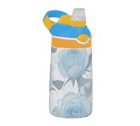 Amooorous Romantico blu Rose Flowers Sport Bottiglia d'acqua con manico a prova di perdite Tritan Cup per scuola/sport/asilo/campeggio Vaso de Cafe