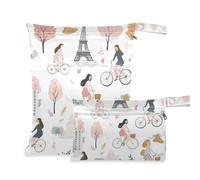 Amooorous Romantico Paris Tower Ride borse lavabili per bambino 2 Pack borsa per pannolini oggetti essenziali con manici per piscina, spiaggia