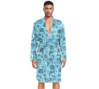 Amooorous Romantico Retro Rose per Verde San Valentino Accappatoio Uomo Caldo Accappatoio Uomo Camicie da Notte Uomo Uomo Scollo a V Camicie da Notte bata Ligera para Hombre per Dormire L