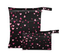 Amooorous Romantico rosa Love on Valentine borsa per pannolini per bambini a prova di disordine confezione da 2 pezzi essenziali da viaggio per bambino con manici per palestra, spiaggia