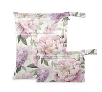 Amooorous Romantico rosa rose per San Valentino lavabile sacchetto bagnato bambino 2 Pack essenziale da viaggio per bambini con maniglie per il bagno, pannolini per bambini