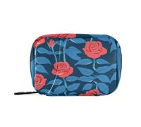 Amooorous Romantico Rose rosse per San Valentino medicina organizzatore borsa con scomparti staccabili organizzatore pillola portatile grande per borsa