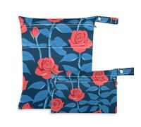 Amooorous Romantico Rose rosse per San Valentino sacchetto della biancheria impermeabile 2 Pack borsa per pannolini oggetti essenziali con manici per piscina e palestra