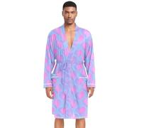 Amooorous Rosa Blu Gradiente San Valentino Amore Accappatoi da uomo Grande Accappatoio Mens Night Gown Mens Camicie da notte Albornoz para Hombre per Bagno L