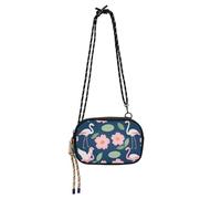 Amooorous Rosa Cherry Blossom Flamingo Nero Crossbody Borse Uomo Comfort con Slot per Carte di Credito Borse a Spalla Donna Data bultos de para mujeres