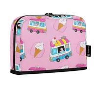 Amooorous Rosa Ice Cream Truck Summer Pencil Case Holder Grande Capacità Sacchetto di Trucco con Scomparto Cancelleria Organizzatore per le Donne Forniture Scuole Superiore bolsas para eramientas
