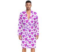 Amooorous Rosa Viola Gradiente San Valentino Amore Accappatoi Uomo Caldo Mens Abiti Abito da Notte Uomo Scollo a V Camicie da Notte Corto bata para Hombre de Algodon per Casa Spiaggia L