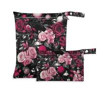 Amooorous Rosa Viola Rose romantiche per San Valentino borsa a prova di disordine impermeabile 2 Pack sacchetto bagnato per costume da bagno con manici per spiaggia, pannolini per bambini