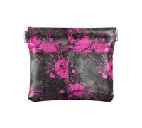 Amooorous Rose and Black Collide Portamonete da donna in pelle unica mini portamonete per ragazze donne signore, Rosa e nero si scontrano, 1 size