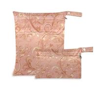 Amooorous Rose Gold Romantic Roses per San Valentino borsa con cerniera per bambino Confezione da 2 elementi essenziali da viaggio per bambini con maniglie per pannolini per bambini, viaggio