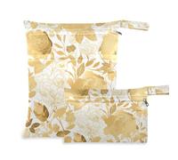 Amooorous Rose romantiche dorate per San Valentino borsa impermeabile lavabile 2 Pack borsa bagnata per costume da bagno con manici per viaggi, viaggi