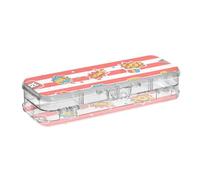 Amooorous Rosso Bianco Vintage Graffiti Progettato Matita Scatola di Plastica Trasparente Doppio Piano Penne Hard Scatole Per Forniture di Cancelleria Con Coperchio