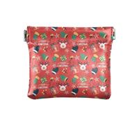 Amooorous Rosso Buon Natale Party Donna Piccolo Portamonete in Pelle Portafoglio Comodo Trucco Borsa Cambiare Borsa per Uomo Donna Viaggio, Red Merry Christmas party, 1 size
