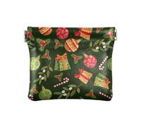Amooorous Rosso e Verde Buon Natale Bells Donne Portamonete In Pelle Borse Borse Unico Mini Card Holder Portafoglio per Uomo Donna Viaggio, Campane rosse e verdi Merry Christmas, 1 size