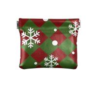 Amooorous Rosso e Verde Quadrati di Natale Donne PU Pelle Portamonete Impermeabile Gioielli Organizer per le Donne, Piazze natalizie rosse e verdi, 1 size