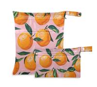 Amooorous Sacchetti bagnati con cerniera arancione arancione con pittura ad olio 2 sacchetti bagnati per costume da bagno con manici per palestra, palestra