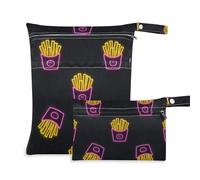 Amooorous Sacchetti colorati fluorescenti per patatine fritte a prova di disordine, confezione da 2 sacchetti per pannolini essenziali con manici per pannolini per bambini, bagno