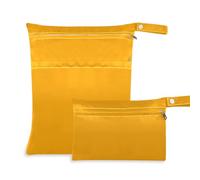 Amooorous Sacchetti impermeabili arancioni tinta unita giallo puro tinta unita con cerniera confezione da 2 sacchetti bagnati per costume da bagno con manici per asilo nido, spiaggia