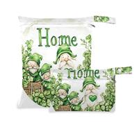 Amooorous Sacchetti per costume da bagno con cerniera di San Patrizio con simpatico nano verde, confezione da 2 sacchetti bagnati per costume da bagno con manici per il bagno, spiaggia