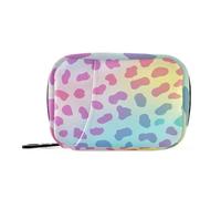 Amooorous Sacchetti per medicinali con stampa leopardata arcobaleno alla moda con scomparti staccabili, comodo organizer per pillole da giorno per borsa