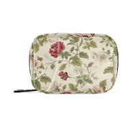 Amooorous Sacchetti per medicinali da donna con fiori vintage rossi con scomparti staccabili, comodo organizer quotidiano per pillole per borsa