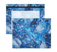 Amooorous Sacchetti per raccoglitori con cerniera, 3 fori, per raccoglitori a 3 anelli, confezione da 2 pezzi, per studenti, ufficio, cubetti di ghiaccio blu