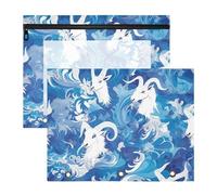 Amooorous Sacchetti per raccoglitori robusti, portapenne, per lettere A4, confezione da 2 pezzi, per studenti e scuola, motivo: capre, onde blu