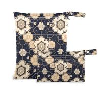 Amooorous Sacchetti piatti a prova di fiori ottagonali con motivo geometrico per spiaggia, confezione da 2 pezzi essenziali da viaggio per bambini con manici per asilo nido, bagno