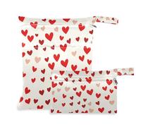 Amooorous Sacchetti riutilizzabili asciutti bagnati per San Valentino Red Love Heart per borsa per pannolini, confezione da 2 pezzi essenziali da viaggio per volare con manici per palestra, bagno