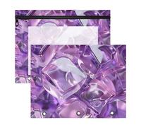 Amooorous Sacchetti trasparenti per raccoglitori a 3 anelli, confezione da 2 pezzi, per studenti, casa, cubetti di ghiaccio viola trasparenti
