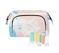 Amooorous Sacchetto di trucco dell'inchiostro blu della polvere della chiusura lampo che appende il sacchetto di toilette di viaggio borse cosmetiche per borsa per i pennelli, Inchiostro blu cipria, 1