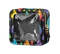 Amooorous Sacchetto di trucco trasparente con gocce di pioggia colorate borsa da toilette da viaggio impermeabile borse organizer in pelle per viaggi, Gocce di pioggia colorate, 1 size