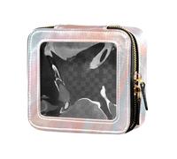 Amooorous Sacchetto di trucco trasparente di colore blu polvere di colore Clash Clear Mini borse da viaggio per articoli da toeletta borsa organizer per smalto per le donne, Scontro di colore blu