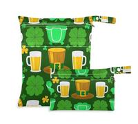 Amooorous San Patrizio Birra Clover Verde Borsa a prova di disordine per il nuoto 2 Pack borsa per pannolini articoli essenziali con manici per palestra, palestra