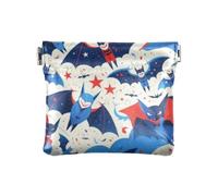 Amooorous Scary Cartoon Bats 4 di luglio Giorno dell'Indipendenza delle donne in pelle borsa cambio moneta fantasia titolare della carta per le donne, cartone animato spaventoso pipistrelli 4 luglio