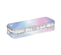 Amooorous Scatola di immagazzinaggio della matita dell'universo di Star River blu rosa chiaro doppio strato penna caso duro per la scuola con scatto e coperchio