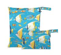 Amooorous Sea Animals Blue Ocean, sacchetti riutilizzabili per stoffa, confezione da 2 sacchetti bagnati per costume da bagno con manici per yoga, viaggio