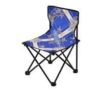 Amooorous Sedia da campeggio pieghevole con fiori vintage blu e oro, ultra leggera, per adulti, con borsa per il trasporto, per pesca sul ghiaccio al chiuso