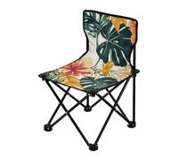 Amooorous Sedia da campeggio portatile ultra leggera in stile tropicale con foglie verdi e fiori rossi, borsa per il trasporto inclusa per escursioni sul prato