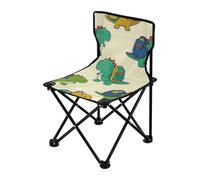 Amooorous Sedia da campeggio ultraleggera compatta con disegno di dinosauro carino, beige, sedia portatile ultra leggera per aspettare in linea, borsa per il trasporto inclusa per pesca sul ghiaccio