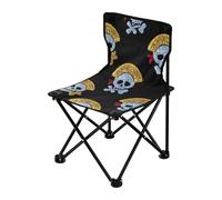 Amooorous Sedia da campeggio ultraleggera compatta con teschio pirata in stile cartone animato, con glitter, sedia portatile ultraleggera per attendere in linea, borsa per il trasporto inclusa per