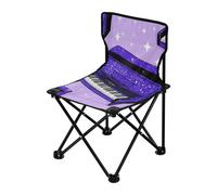 Amooorous Sedia da campeggio ultraleggera con finto pianoforte musicale in stile cartone animato glitterato viola sedia da campeggio ultraleggera per adulti resistente include borsa per il trasporto