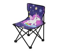 Amooorous Sedia pieghevole ultraleggera da campeggio leggera con unicorni in stile cartone animato, con stelle, viola, pesca, per adulti, borsa per il trasporto inclusa, per viaggi all'aperto