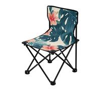 Amooorous Sedie da campeggio compatte in stile tropicale con foglie verdi e fiori rossi, per adulti, sedia da viaggio ultraleggera resistente, borsa per il trasporto inclusa, per viaggi all'aperto